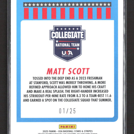 2025 Panini USA Baseball Stars & Stripes Matt Scott #78 Camo 01/25