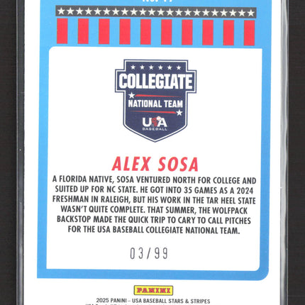 2025 Panini USA Baseball Stars & Stripes Alex Sosa #19 Purple Prizm 03/99