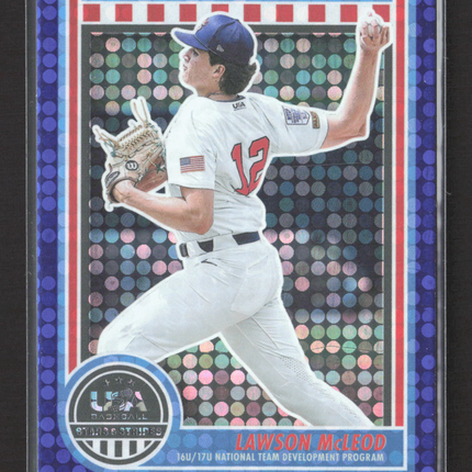 2025 Panini USA Baseball Stars & Stripes Lawson McLeod #144 Blue Disco 020/149