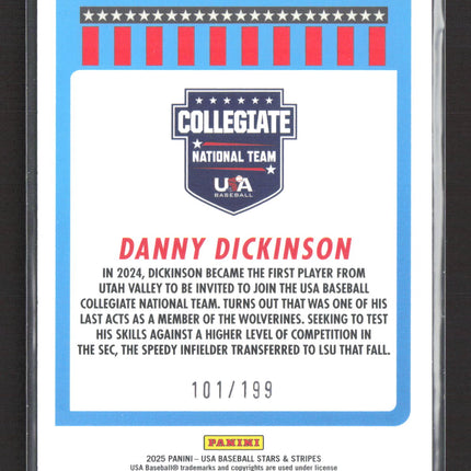 2025 Panini USA Baseball Stars & Stripes Danny Dickinson #27 Red Prizm 101/199