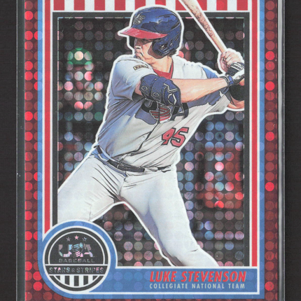 2025 Panini USA Baseball Stars & Stripes Luke Stevenson #71 Red Prizm 052/199