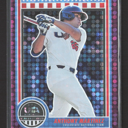 2025 Panini USA Baseball Stars & Stripes Anthony Martinez #77 Purple Disco 04/99