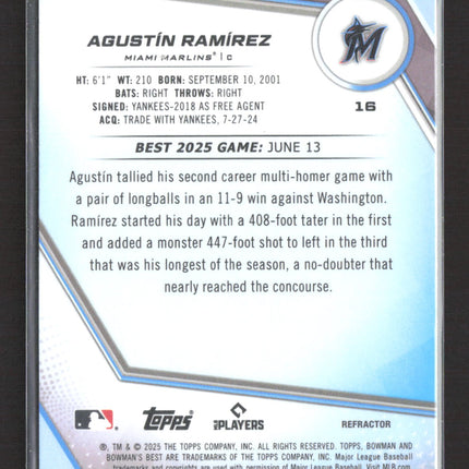 2025 Topps Bowman's Best Agustín Ramirez #16 Refractor RC