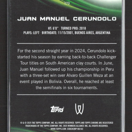 2025 Topps Chrome Juan Manuel Cerundolo #173 Aqua /199