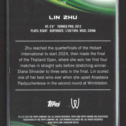 2025 Topps Chrome Lin Zhu #129 Aqua Refractor 182/199