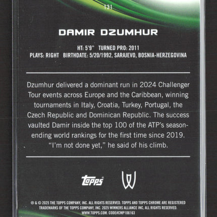 2025 Topps Chrome Tennis Damir Dzumhur #131 Green Refractor 122/125