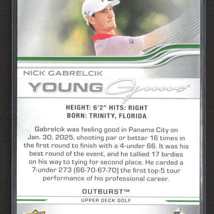2026 Upper Deck Golf Young Guns Outburst Nick Gabrelcik #118 Silver
