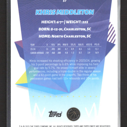 2025 Topps Finest Khris Middleton #57 Blue 024/175