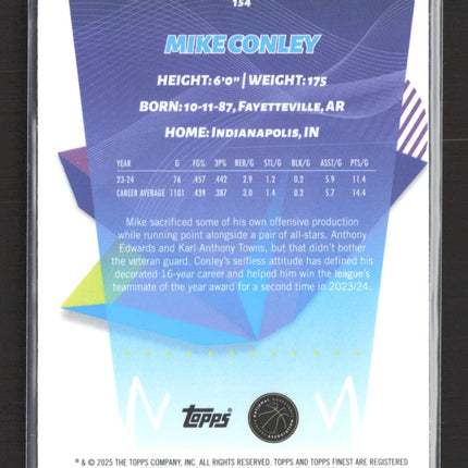 2025 Topps Finest Mike Conley #154 Purple 135/150