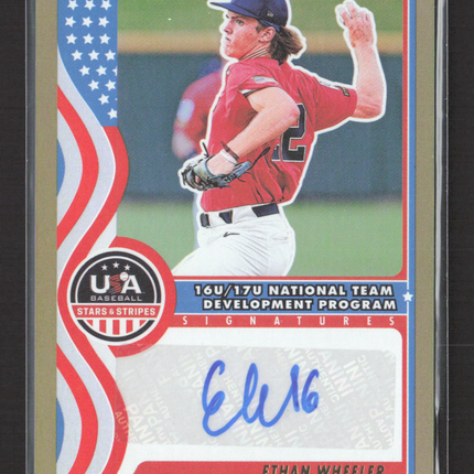 2025 Panini USA Baseball Stars & Stripes Ethan Wheeler #NTS-EW 07/10 Gold Auto