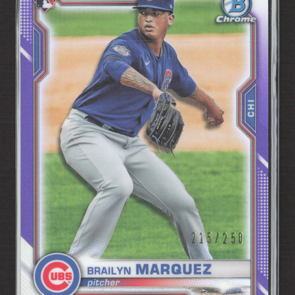 2021 Bowman Chrome Brailyn Marquez #100 Purple Refractor RC 215/250