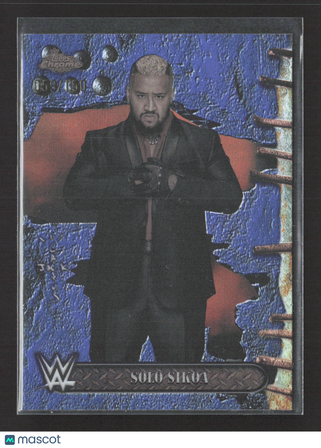 2025 Topps Chrome WWE Cactus Jack Solo Sikoa #77 Blue Refractor 059/150