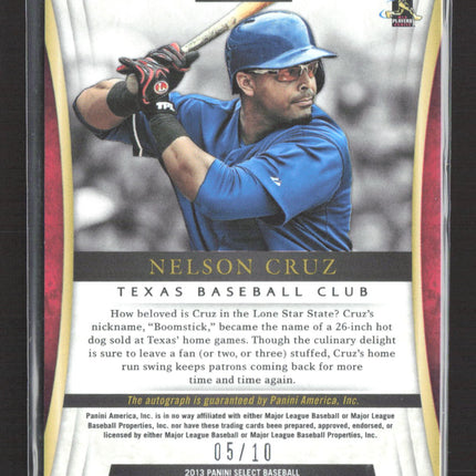 2013 Panini Select Prizm Signatures Nelson Cruz #NC Gold Auto /10