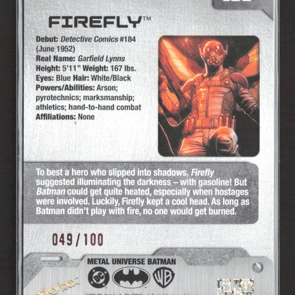 2025 SkyBox Metal Universe Firefly Precious Metal Gems 049/100 Red PMG #182