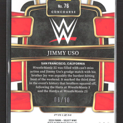 2024 Panini Select WWE Prizm Jimmy Uso #76 Gold Concourse 08/10