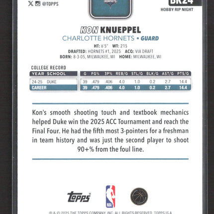 2025 Topps Rip Night Kon Knueppel #BK24 RC