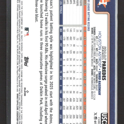 2025 Topps Chrome Isaac Paredes #USC29 Blue 049/150