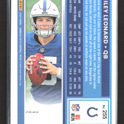 2025 Panini Donruss Optic Riley Leonard #255 Purple Velocity