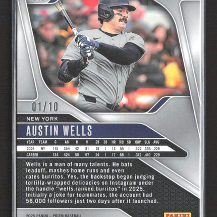 2025 Panini Prizm Baseball Austin Wells #212 Gold 01/10