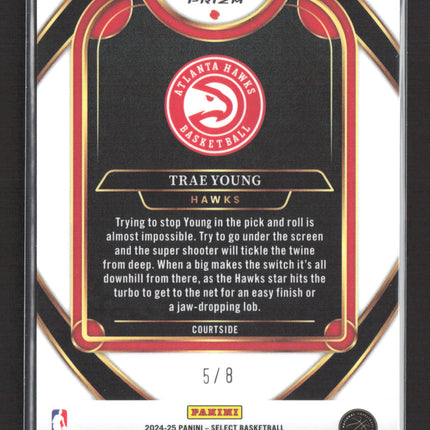 2025 Panini Select Prizm Courtside Trae Young #223 Blue Dragonscale /8