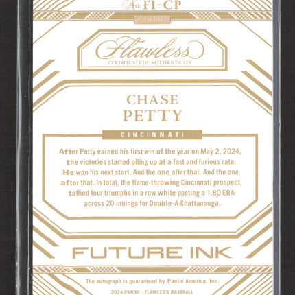 2024 Panini Flawless Future Ink Chase Petty #FI-CP 11/25