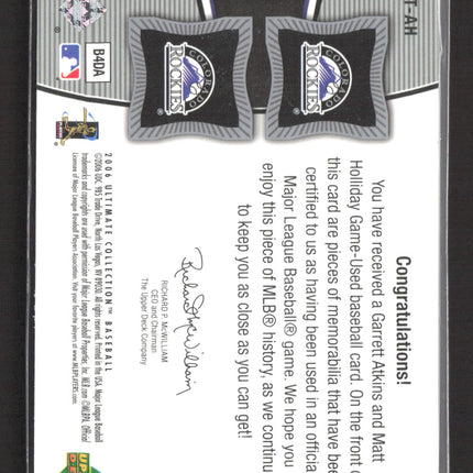 2006 Upper Deck Collection Ultimate Tandem Materials Matt Holliday Garret atkins