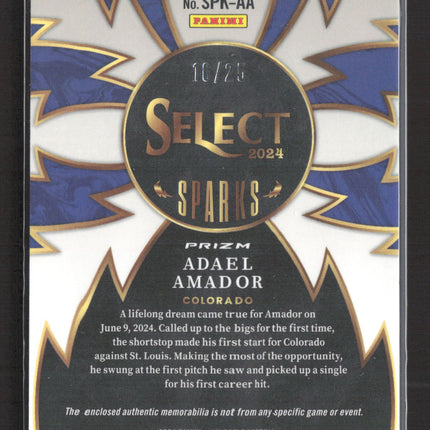 2024 Panini Select Sparks Prizm Adael Amador #SPK-AA Tie-Dye RC 10/25