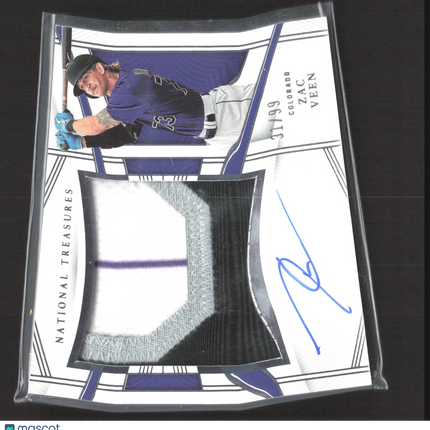 2023 Panini National Treasures Zac Veen #163 Patch 31/99 Memorabilia