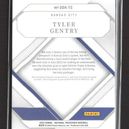 2023 National Treasures Baseball Tyler Gentry #DDA-TG 08/10 Patch Auto