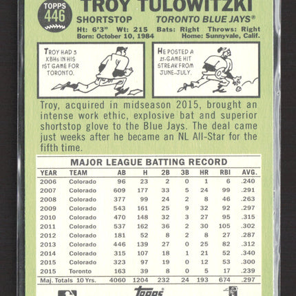 2016 Topps Heritage Troy Tulowitzki #446