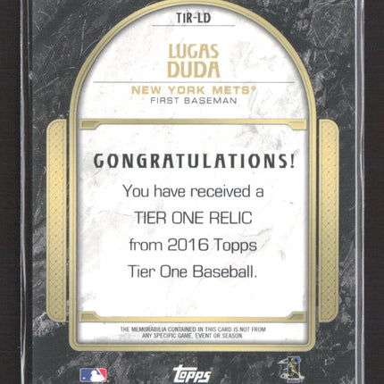 2016 Topps Tier One Lucas Duda #T1R-LD Jersey /399