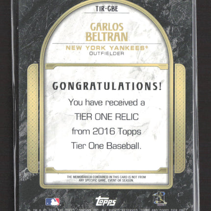 2016 Topps Tier One Carlos Beltran #T1R-CBE Jersey /399