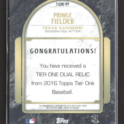 2016 Topps Tier One Prince Fielder Dual Relic 37/50 Jersey