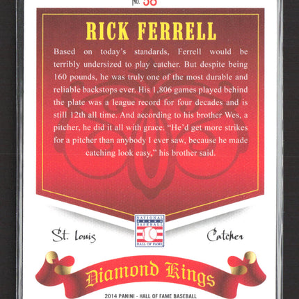 2014 Panini Diamond Kings Hall of Fame Baseball Rick Ferrell #58 Blue 13/50