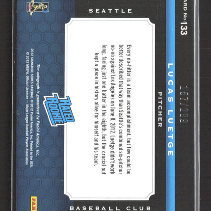 2012 Panini Signature Series Lucas Luetge #133 Rated Rookie Patch Auto /299