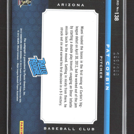 2012 Panini Signature Series Patrick Corbin #138 Rated Rookie Patch 298/299 Auto