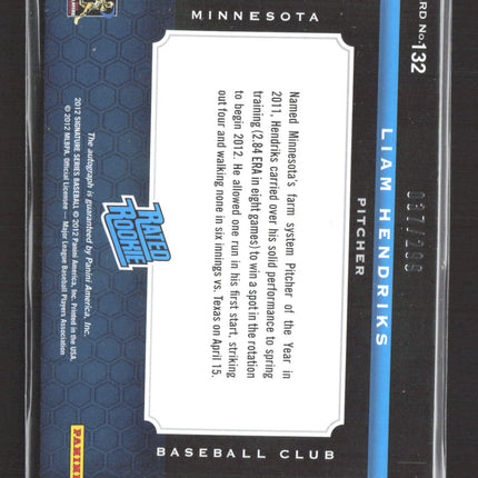 2012 Panini Signature Series Liam Hendriks #132 Rated Rookie Patch 037/295 Auto