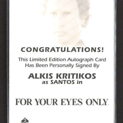 2015 Rittenhouse James Bond 007 Archives Alkis Kritikos Autograph Limited