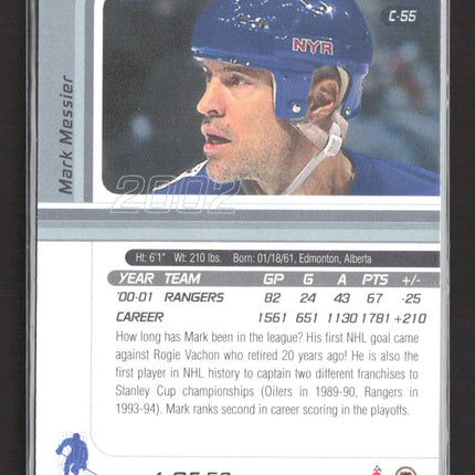 2002 In The Game Signature Series Certified Mark Messier #C-55 Purple /50