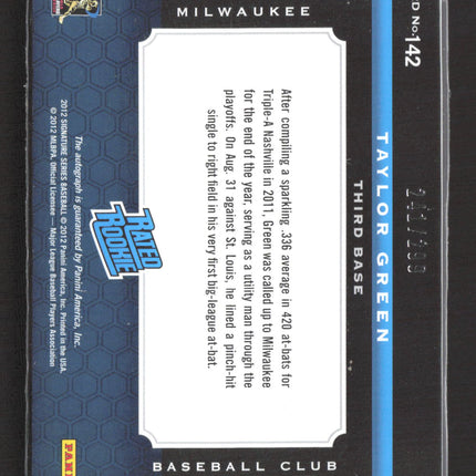 2012 Panini Signature Series Taylor Green #142 241/299 auto