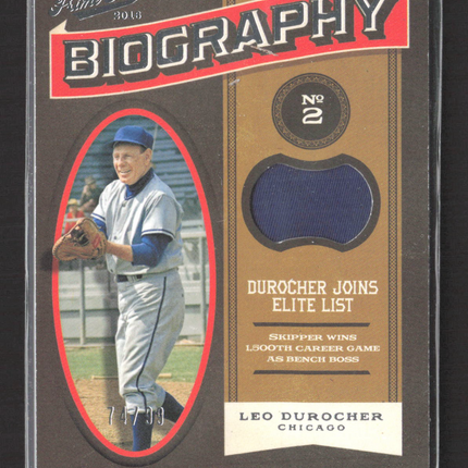2016 Panini Prime Cuts Biography Leo Durocher #BIO-LD 74/99 Jersey