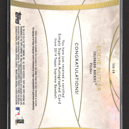 2014 Topps Simply Supreme Eddie Butler Auto #SSU-EB RC 24/50