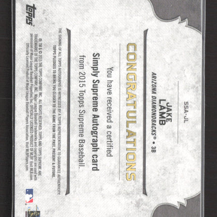 2015 Topps Supreme Jake Lamb Auto #SSA-JL