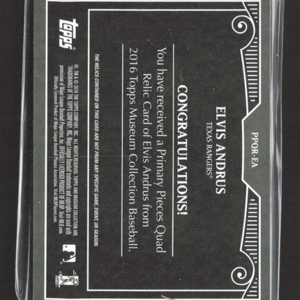 2016 Topps Museum Collection Quad Relic Elvis Andrus PPQR-EA 53/99 Patch