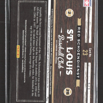 2012 Panini Signature Series Lumber Cuts Red Schoendienst Auto #23 Bat Auto /3