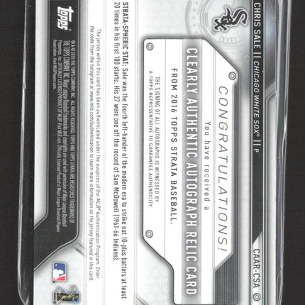 2016 Topps Strata Chris Sale #CAAR-CSA Patch Auto