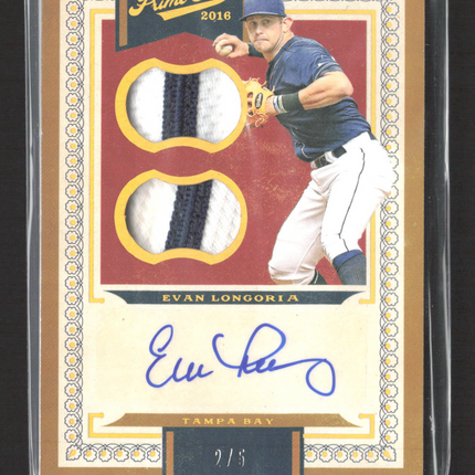 2016 Panini Prime Cuts Evan Longoria Auto 2/5 Dual Patch Memorabilia