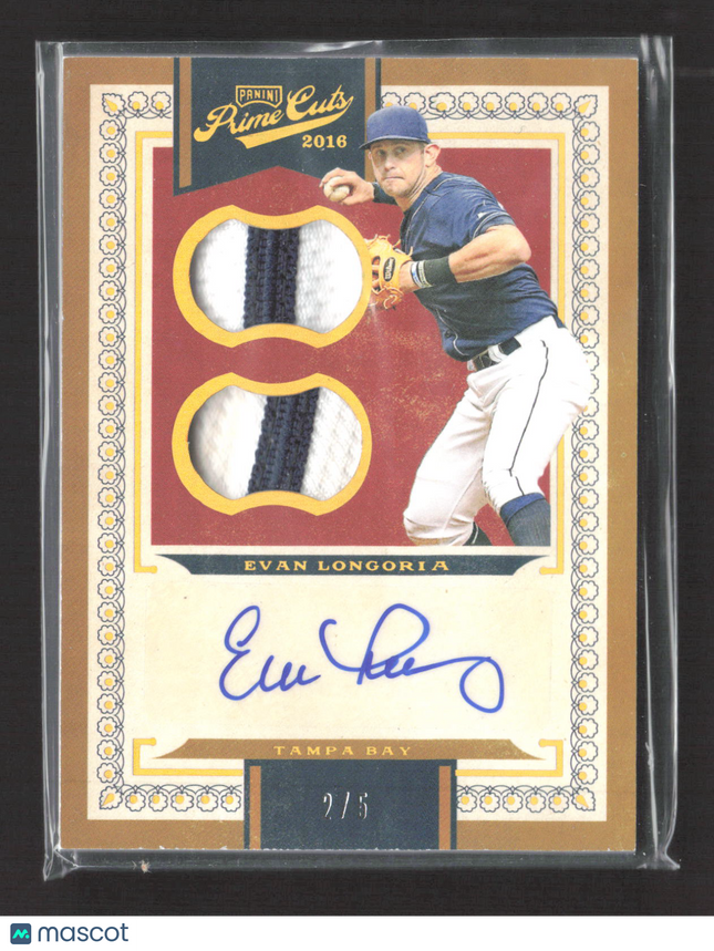2016 Panini Prime Cuts Evan Longoria Auto 2/5 Dual Patch Memorabilia