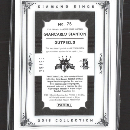 2016 Panini Diamond Kings Giancarlo Stanton #75 Game-used material 29/99