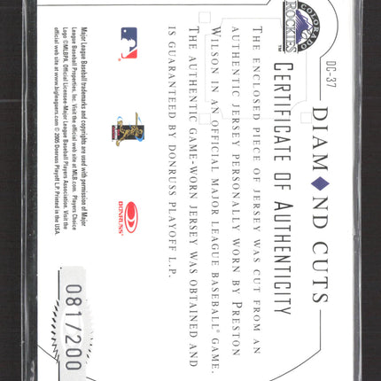 2005 Donruss Diamond Kings Diamond Cuts Preston Wilson #DC-37 Game-Worn Jersey